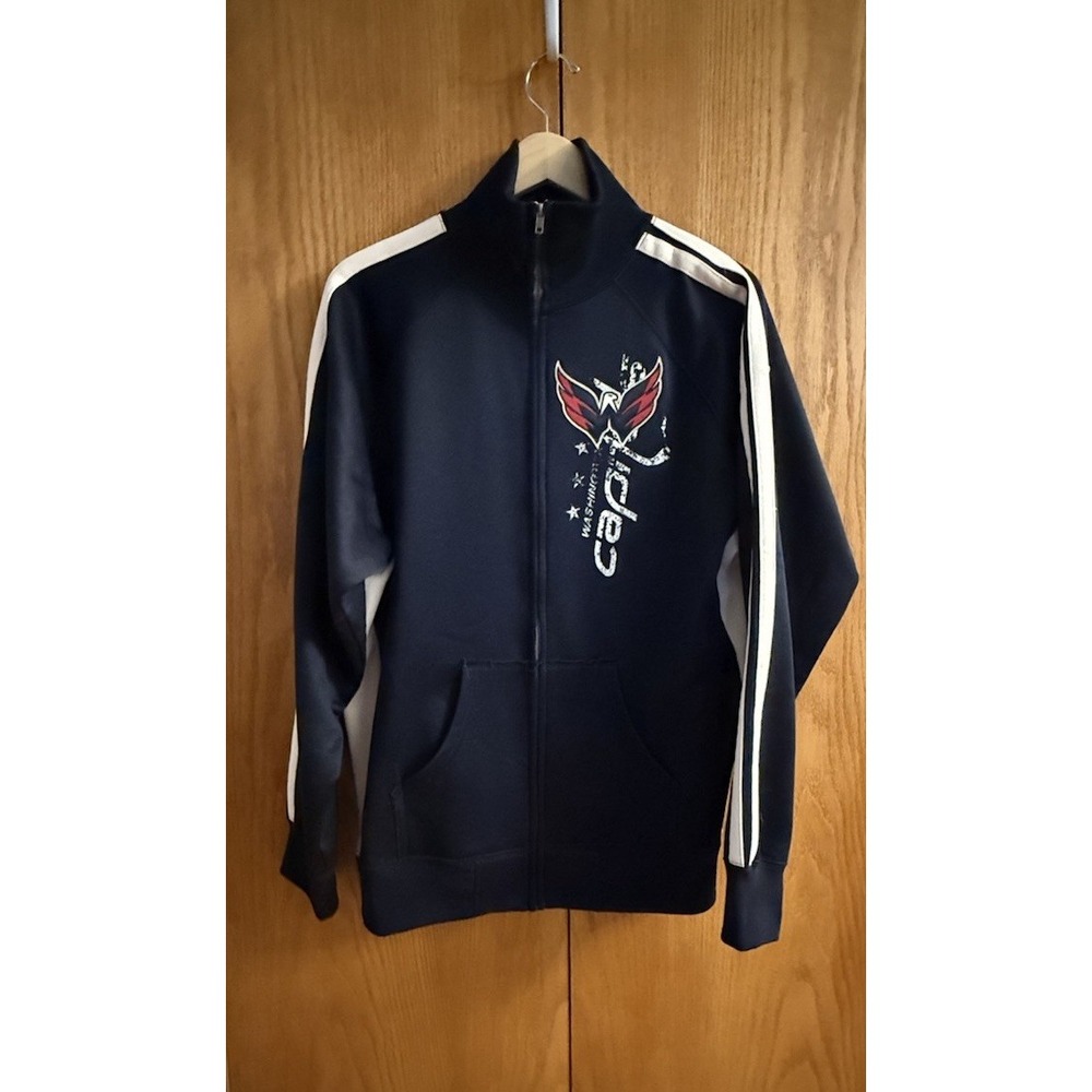 J‎ America Washington Capitals Blue XL full-zip track jacket warm-up performance
